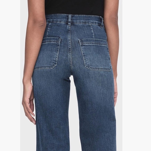 Frame Denim Le Slim Palazzo Pocket Wide Leg Blue Jeans (Thunderstorm) - Picture 3 of 7